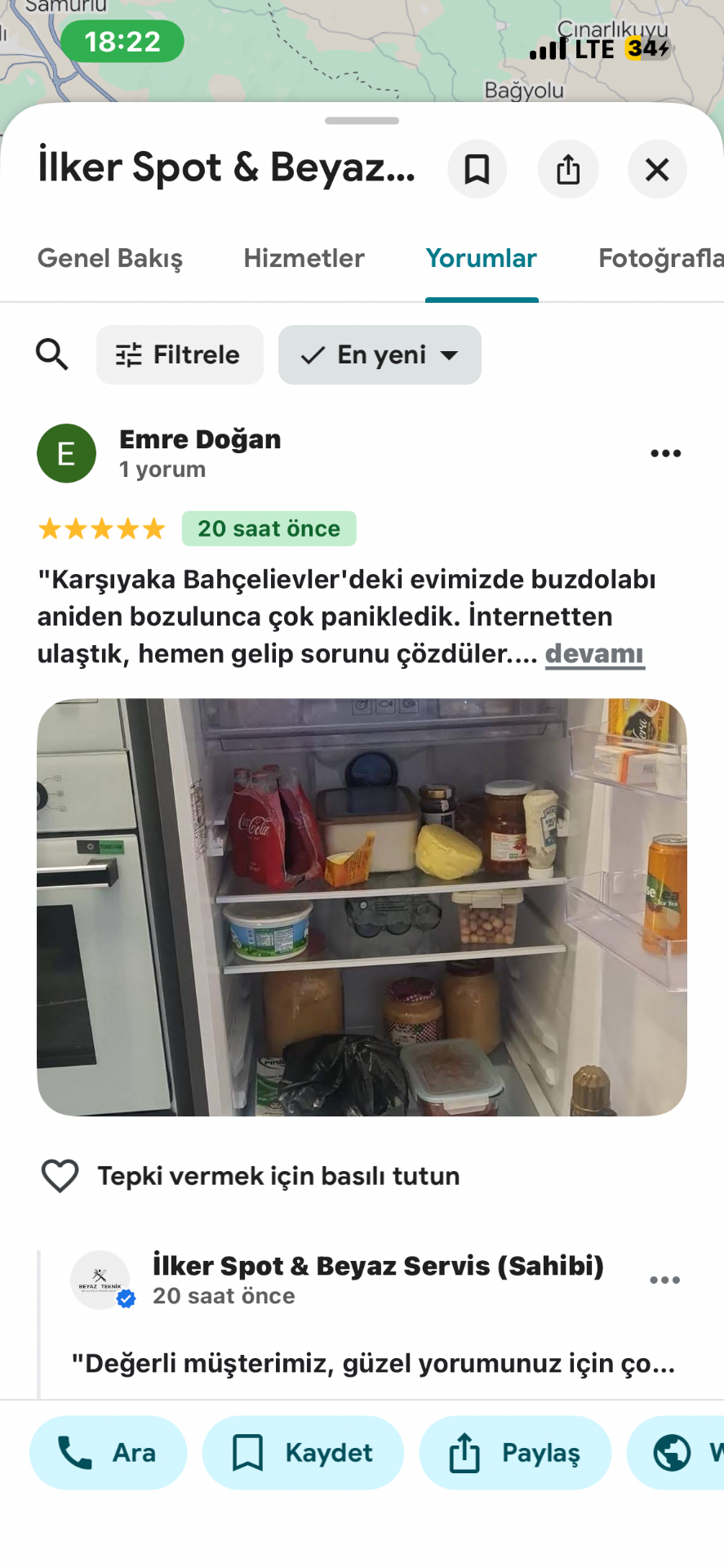 Karşıyaka'da motoru yanmış buzdolabını 1 saatte çalışır hale getirdik. Müşterimize +1 yıl garanti belgesini teslim ettik.